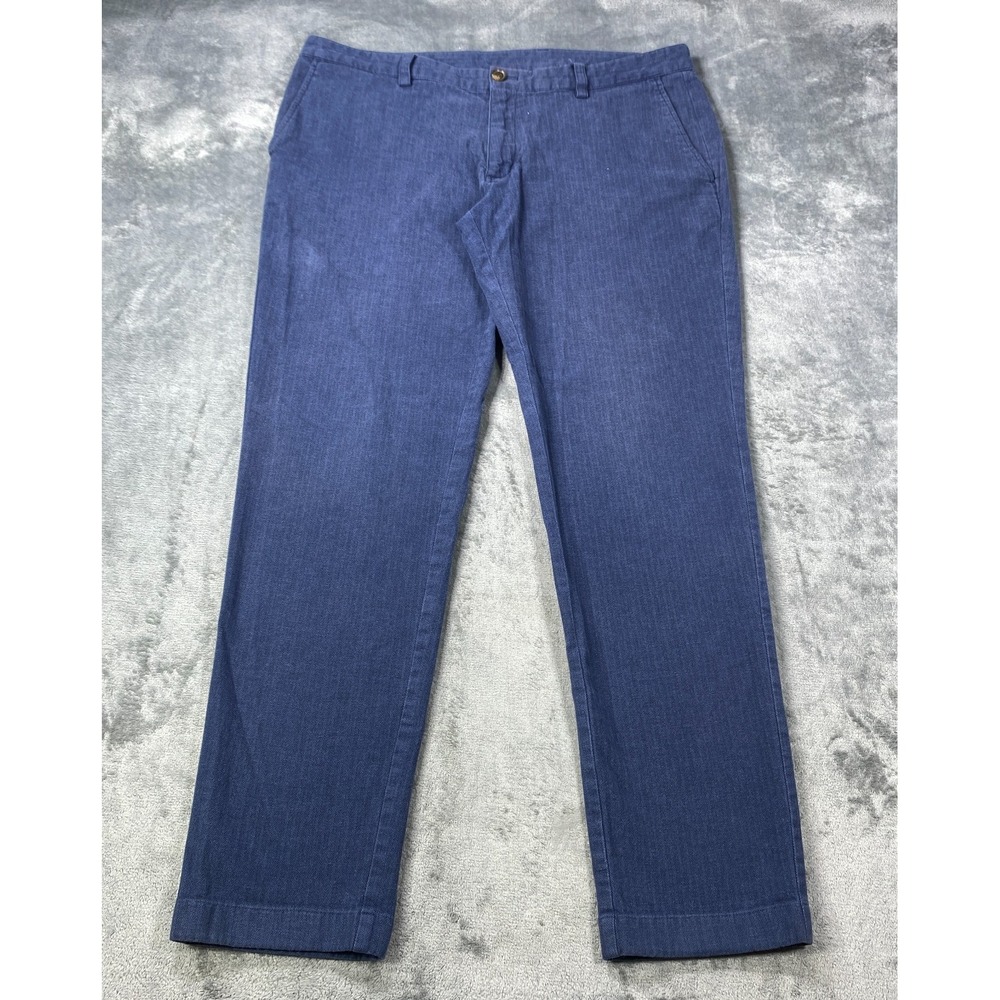 Brooks Brothers Pants Mens Fits 36x30 Blue Herringbone Trousers Slim Straight